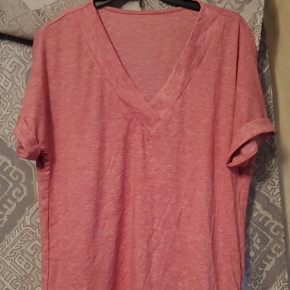 Women's Pink V-Neck Blouse